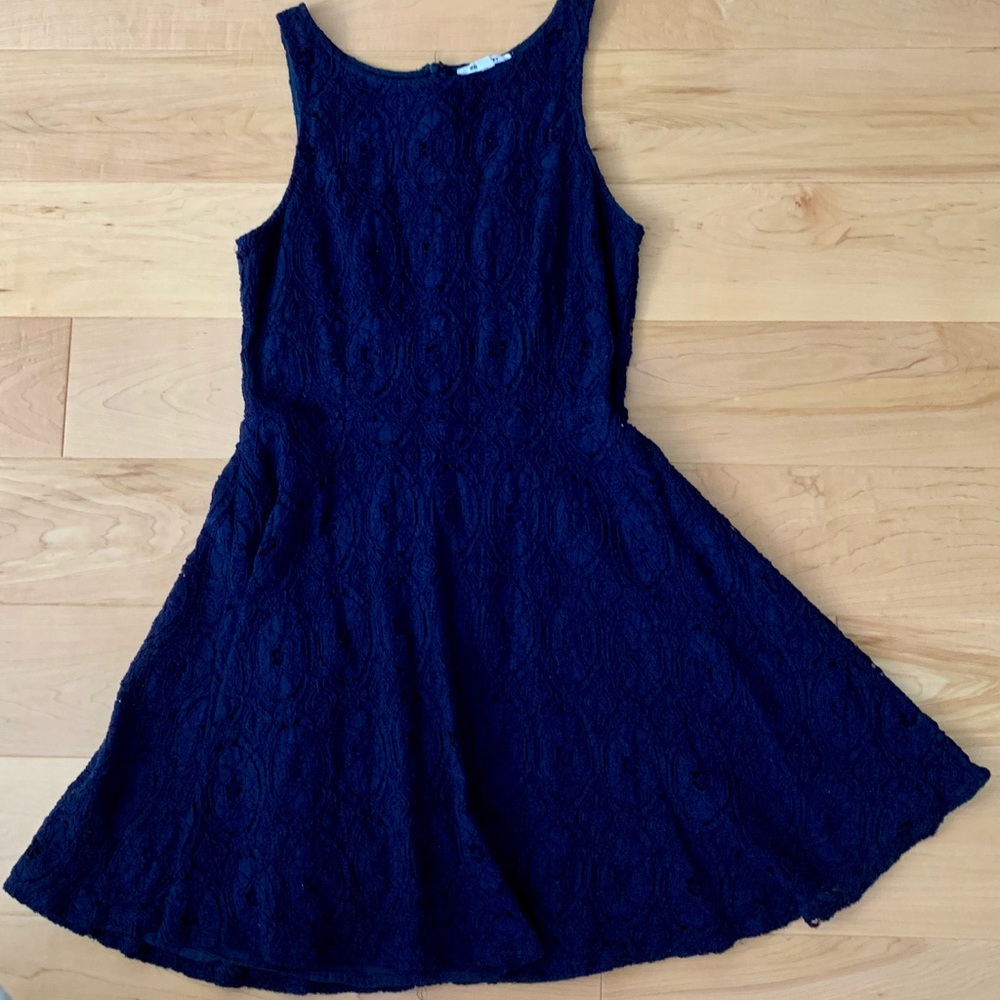 Renley Lace Fit and Flare Midnight Blue Dress